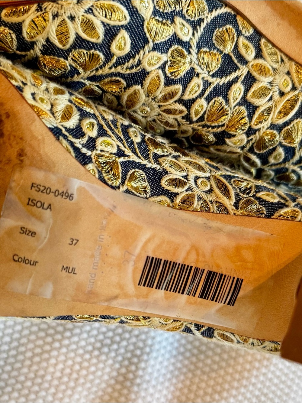 MANOLO BLAHNIK 💥RARE💥 Isola Blue Denim Gold Floral Embroidered Ankle Boots 3.5” - Picture 10 of 11